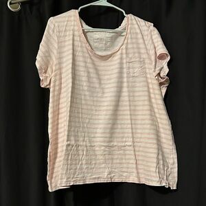 Avenue Light Pink Striped Short Sleeve Top